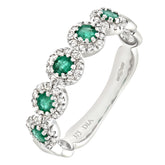 0.26ct Round Emerald and 0.22ct Diamond Pave Set Half Eternity Ring in UK Hallmarked 9ct White Gold